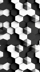 A pattern of hexagons and triangles in black and white