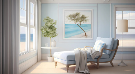 A sunlit room with white walls