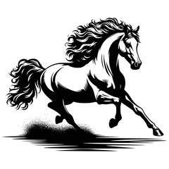 Obraz na płótnie Canvas Arabian Horse, Running Horses Gallop thoroughbred Clipart Print vector Svg, Wild Horse, Horses Herd Run, Laser Cut Files Vector Clipart Print