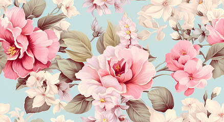 A beautiful vintage floral pattern with roses