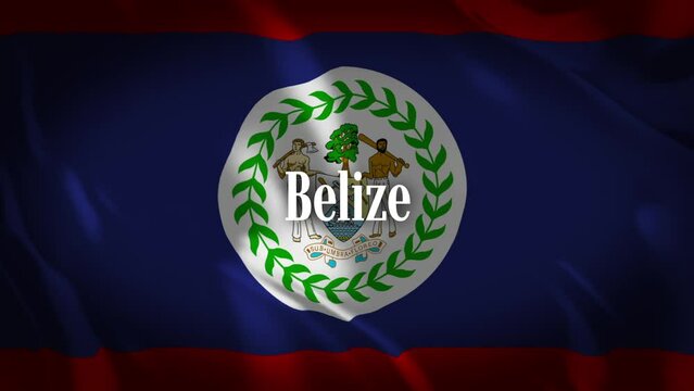 ベリーズの国旗に国名が現れます。