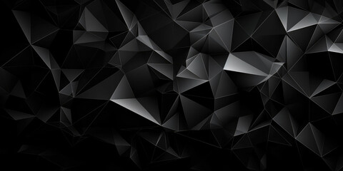 Abstract Black Polygonal Background, Creative Futuristic Design, wide panoramic polygonal wallpaper	