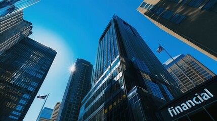 Fototapeta na wymiar Skyline Finance A Dynamic Cityscape with Financial District Tower Against the Blue Sky