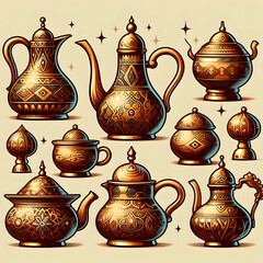 pot. teapot, tea, vase, clay, pottery, antique,Ai generated 