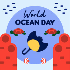 Flyer template for world oceans day celebration