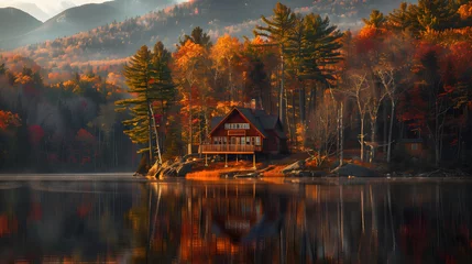 Fotobehang Serene Autumn Splendor: A Captivating Display of New Hampshire's Natural Attractions © Logan