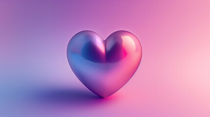 Glossy Heart Shaped Object with Soft Pastel Gradient Background