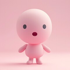 surprised little character in soft pink