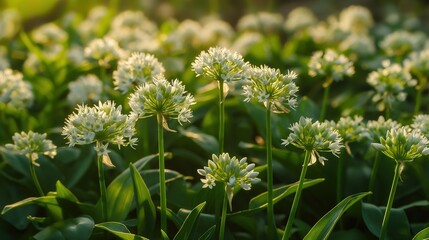Spring Bloom Wild Garlic Close-Up
