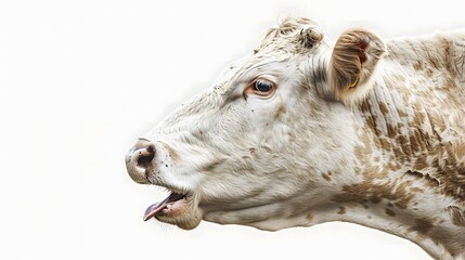 close-up photo of a mooing cow