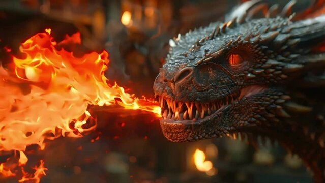 scary angry fire dragon, huge dragon flying in the sky, footage, 4k footage, videos, slow motion