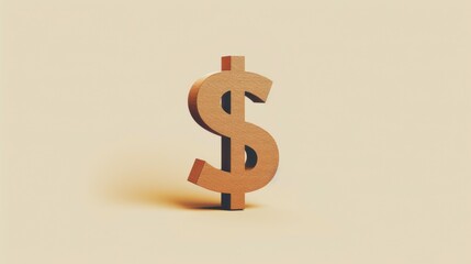 A dollar sign made of wood is on a white background