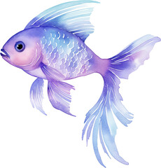 watercolor illustration of topical fish isolated on white background