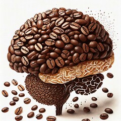 Brain made of coffee beans