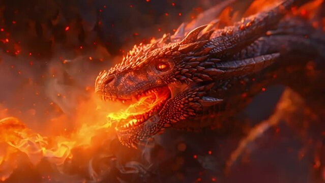 scary angry fire dragon, huge dragon flying in the sky, footage, 4k footage, videos, slow motion