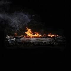 Fototapeta premium Glowing Embers and Flames on a Dark Night