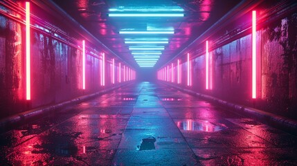 Glowing neon expanse, retro cyber valleys, digital escape