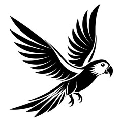 Obraz premium Flying Parrot Bird silhouette. Parrot Logo design concept isolated on white background. Parrot logotype Vector Illustration 