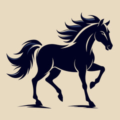 Running Horse Silhouette art logo vector illustration isolated on white background.