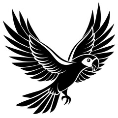 Parrot flying Silhouette art logo vector illustration isolated on white background.

