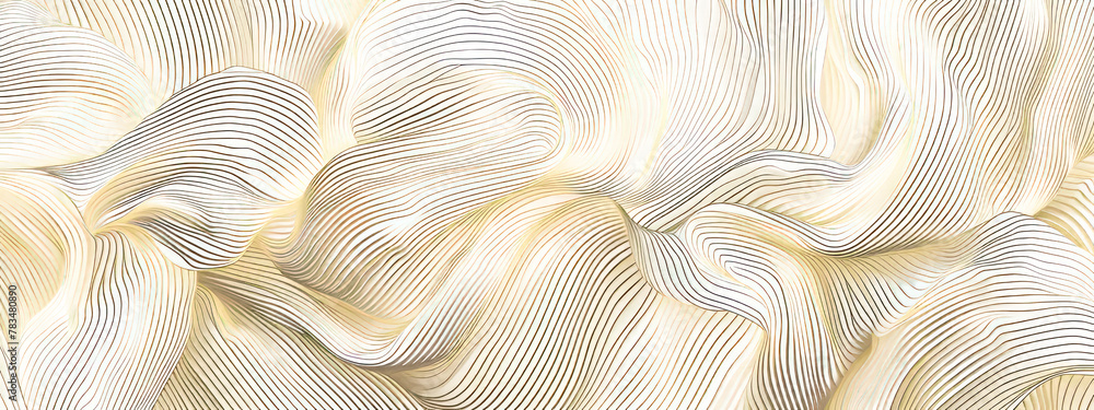 Aufkleber abstract wavy lines pattern in beige and white, digital art on a light background, concept of fluidi