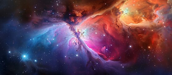 A vibrant and multicolored image showcasing a large star cluster situated in a specific constellation in the night sky - obrazy, fototapety, plakaty