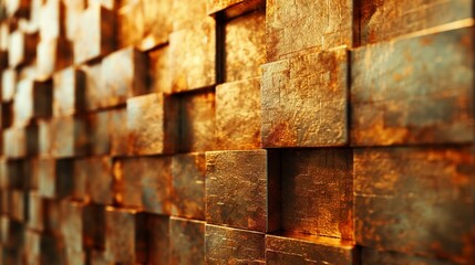 Copper cube wall, three-dimensional effect, avant-garde design