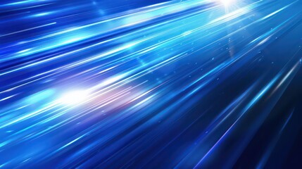 Abstract blue speed lines background with a blur effect. Digital technology concept. Motion blurred light streaks on a dark background.