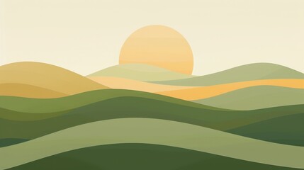 Obraz premium Rolling hills with a minimalist horizon line