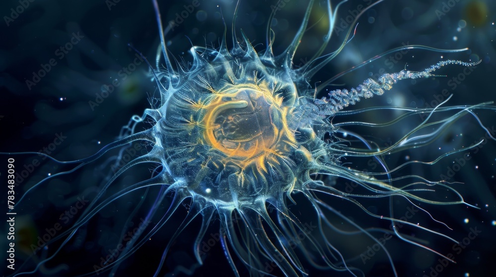 Poster the intricate structures of a flagellated protozoa are highlighted in this image with its long slend