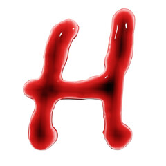 3d render of blood or red wine liquid alphabets on transparent background png.