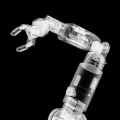 Ai robotic arm isolated on black background