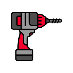 Power Drill icon. fill color icon