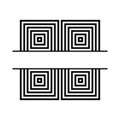 Squares Split Frame Monogram Design,  Copy space for monogram, title, badge, insignia, logo, emblem or symbol.  Isolated on white.
