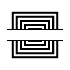 Squares Split Frame Monogram Design,  Copy space for monogram, title, badge, insignia, logo, emblem or symbol.  Isolated on white