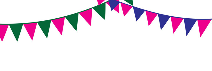 Obraz premium Multicolored bright triangular flags isolated on a white background