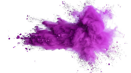 Colorful purple powder explosion on a transparent background. Generative AI