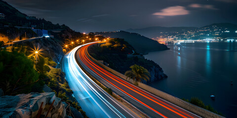 Nighttime Serpentine Highway