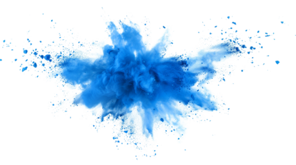 Colorful blue powder explosion. Generative AI