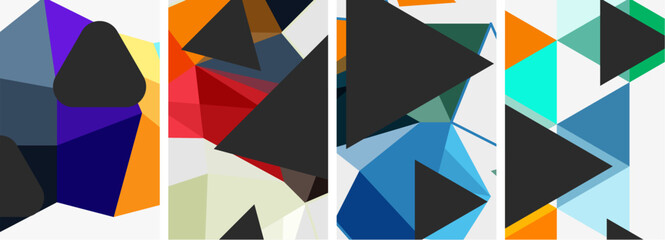 a collage of colorful geometric shapes on a white background
