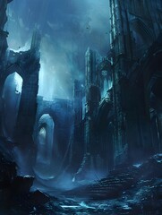 Whispers of the Past Echoing Through Gothic Ruins:A Haunting and Atmospheric Scene of Abandoned Castles and Shrouded Mysteries