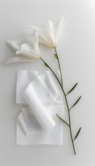 Delicate White Floral Arrangement for Serene Cosmetic Product Presentation