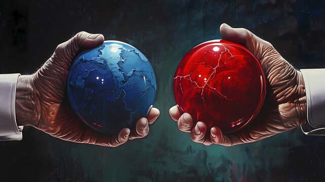 illustration of voting, white background, blue and red color 