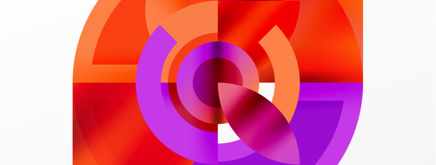 Obraz premium Colorful art with magenta and electric blue circles on white background