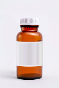 A bottle of medicine is sitting on a white background