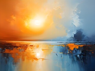 Abstract sunset painting