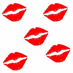lovely lips kissing set white background. 