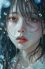 A 24-year-old Japanese girl with a raindrop aesthetic