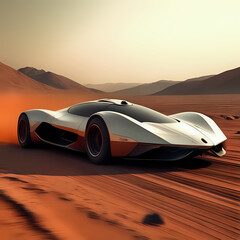 A futuristic supercar driving on Mars - generated by ai