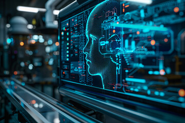 Obraz premium Industrial automation technology concept, smart manufacturing concept creative illustration